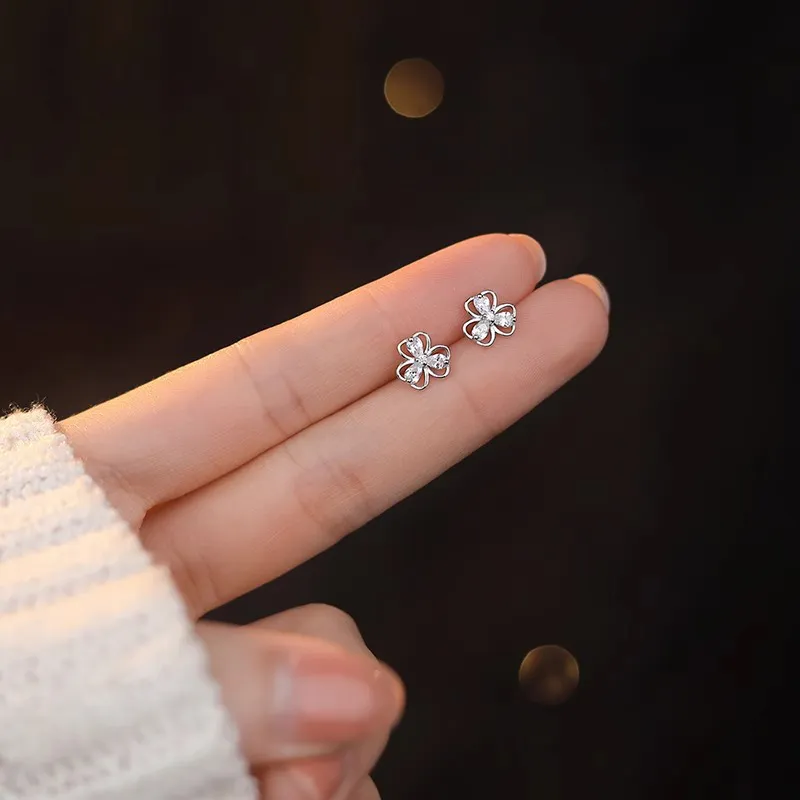 Rhymes S999 Fine Silver Stud Earrings Women's-4