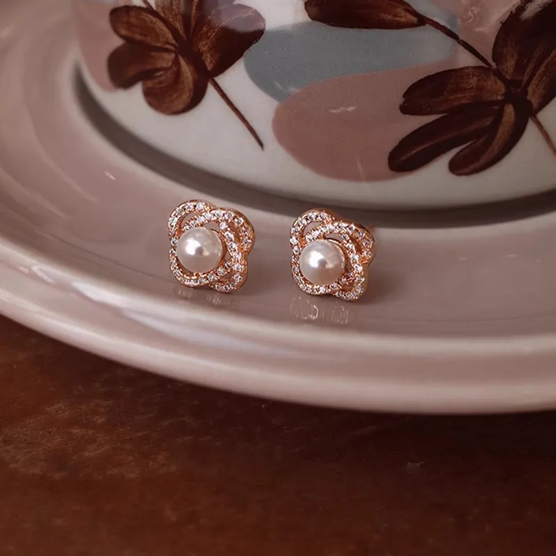 Rhymes Gold Plated Copper Stud Earrings Women's-4