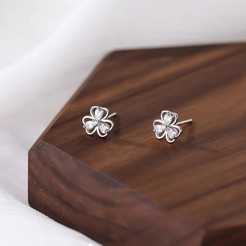 Rhymes S999 Fine Silver Stud Earrings Women's-2