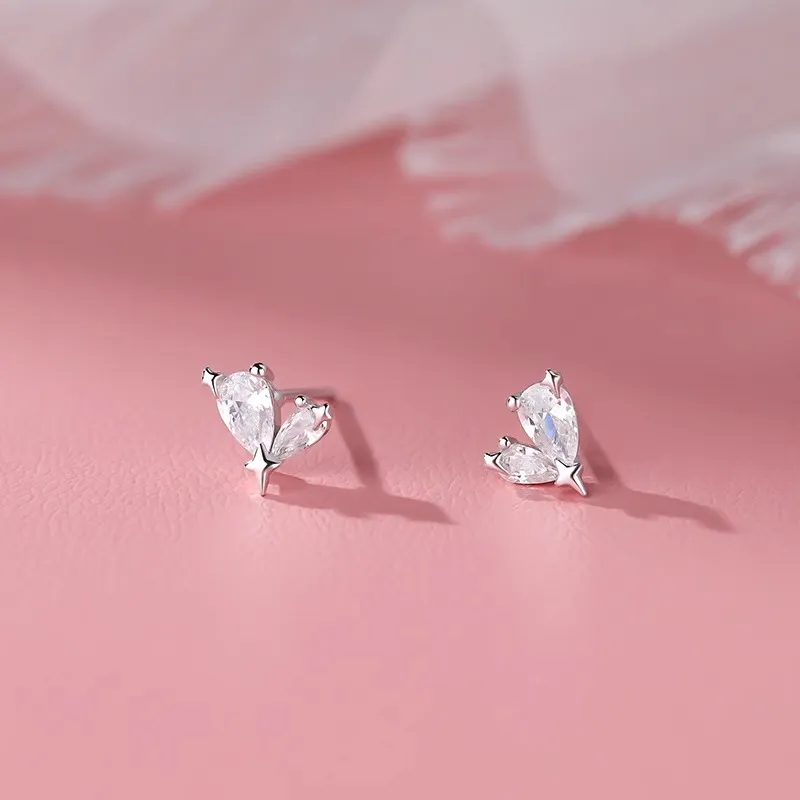 Rhymes S999 Fine Silver Stud Earrings Women's-1