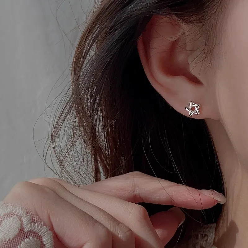 Rhymes S 999 Fine Silver Stud Earrings Women's-1