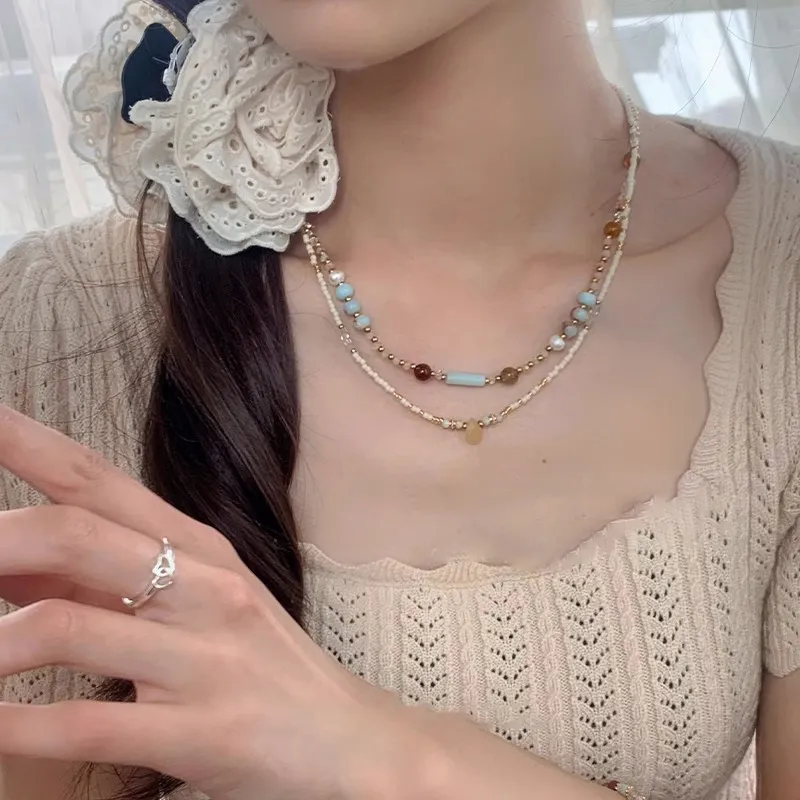 Rhymes Gold Plated Copper Pearl Glass Necklaces Women's-2