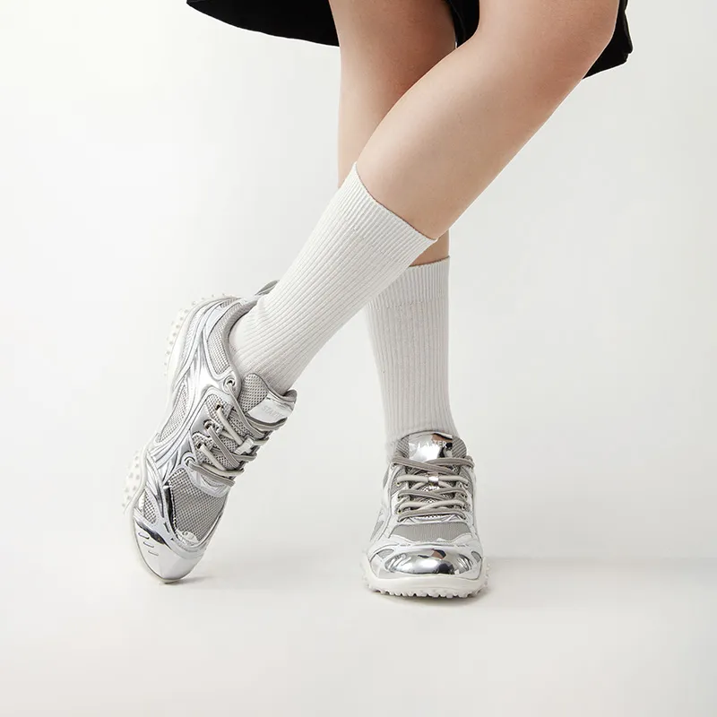STARTER Slip Resistant Cushioning, Lightweight, And Breathable Low Top Skateboard Shoes Women's Bright Silver-5