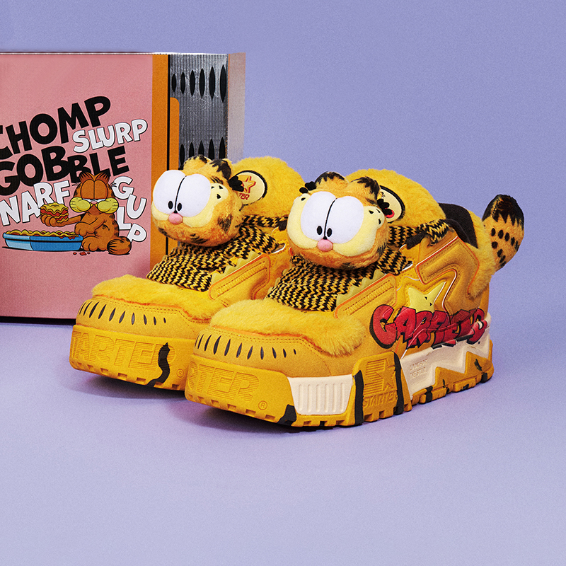 GARFIELD STARTER VOL イエロー 快適な スニーカー 男女兼用 GARFIELD x STARTER Vol Series Wear-Resistant Low-Top Casual