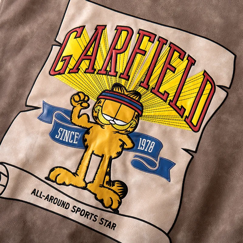 STARTER x GARFIELD Cardigan Jacket American Vintage Trendy Unisex Brown-2