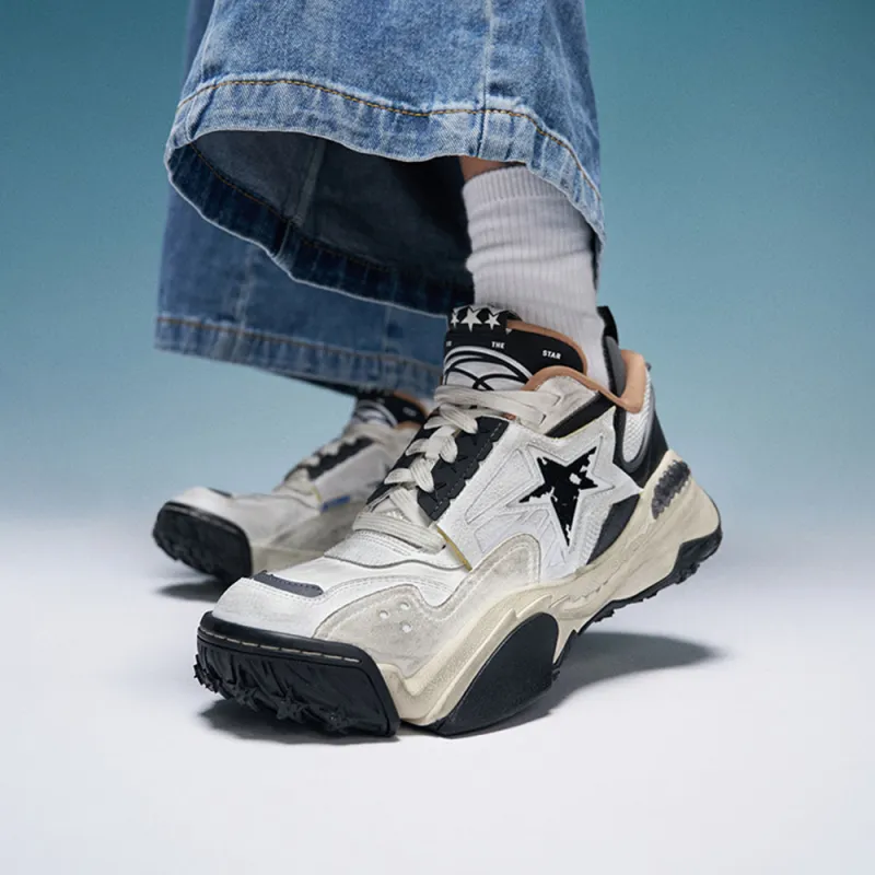 STARTER Vol 90s V STAR Stars Shoes Anti Slip Wear Resistant Low Top Chunky Sneakers Men's Black-5