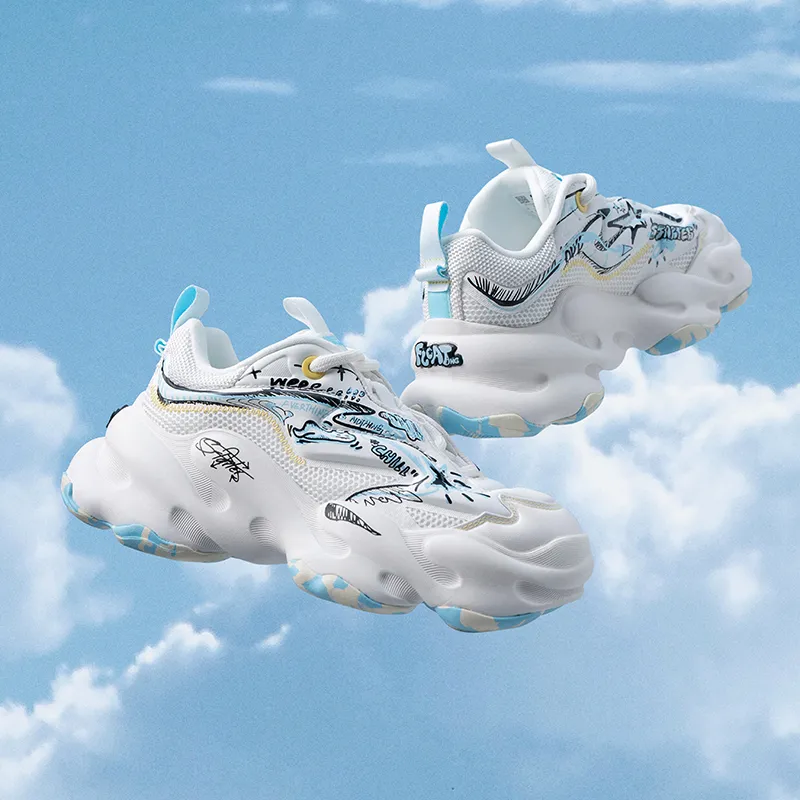 STARTER Floating Clouds Low Top Chunky Sneakers Unisex Graffiti White-5