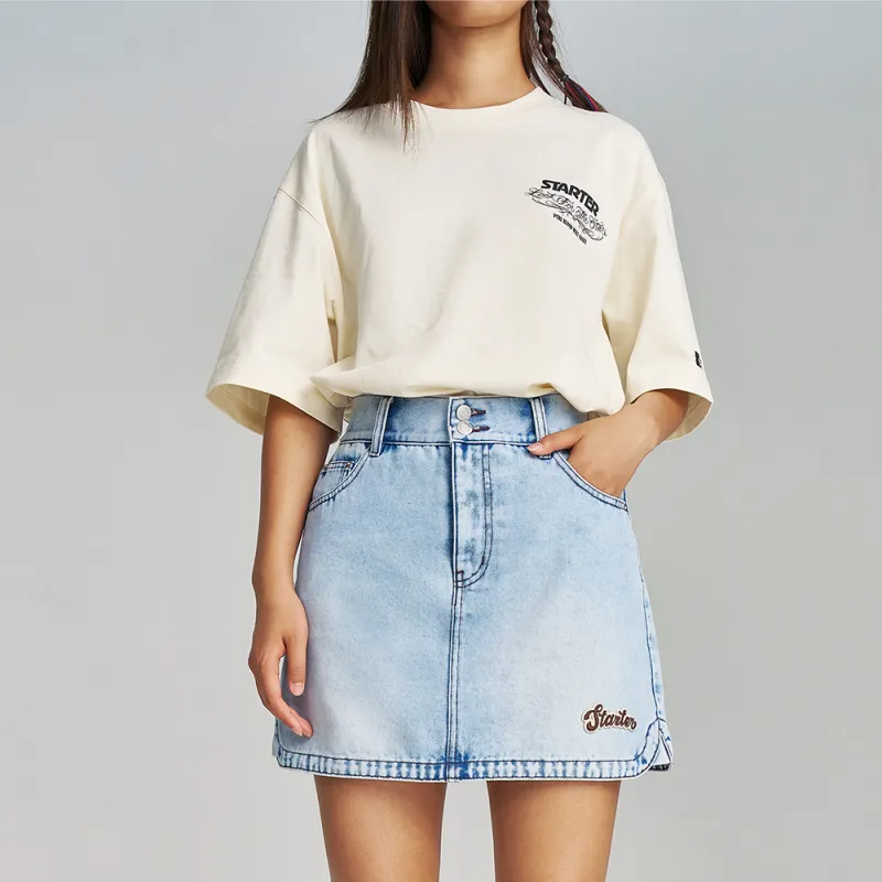 STARTER Denim Short Skirts Women's Light Blue-2