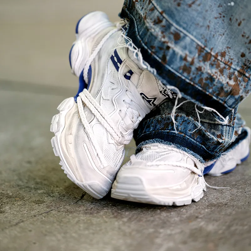 STARTER Anti-Slip And Wear-Resistant Height Increasing Low-Top Chunky Sneakers Unisex Blue-4