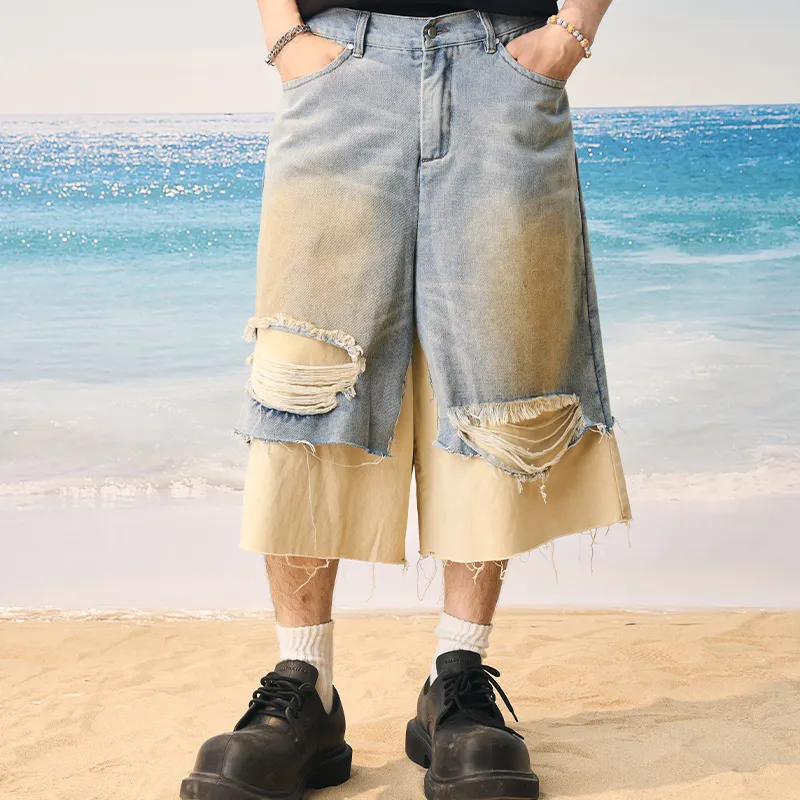 HARSH AND CRUEL Denim Shorts Unisex Washed Blue-3