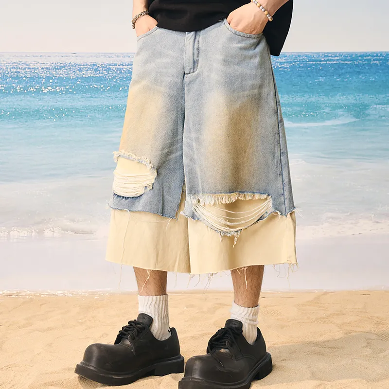 HARSH AND CRUEL Denim Shorts Unisex Washed Blue-2