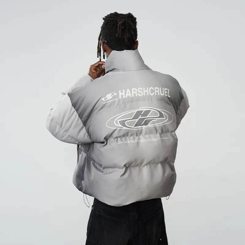 HARSH AND CRUEL Puffer Jacket Unisex Gray-2