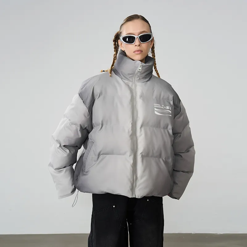 HARSH AND CRUEL Puffer Jacket Unisex Gray-3