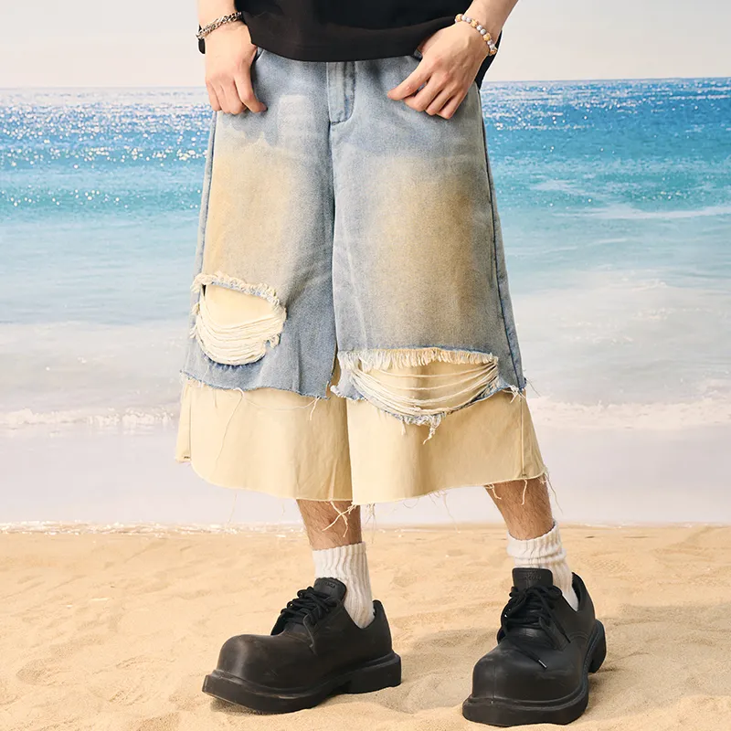 HARSH AND CRUEL Denim Shorts Unisex Washed Blue-6