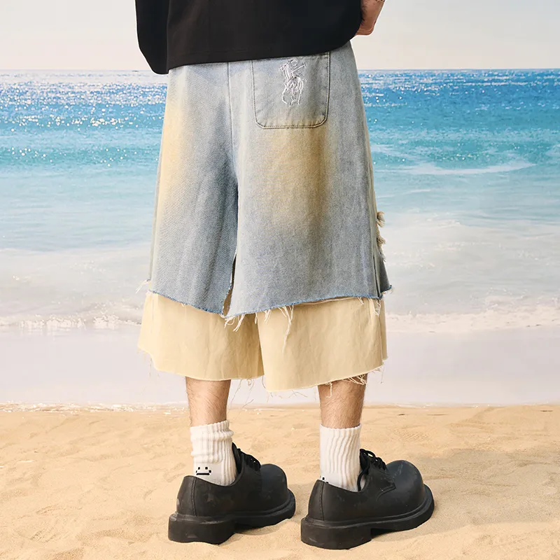 HARSH AND CRUEL Denim Shorts Unisex Washed Blue-4