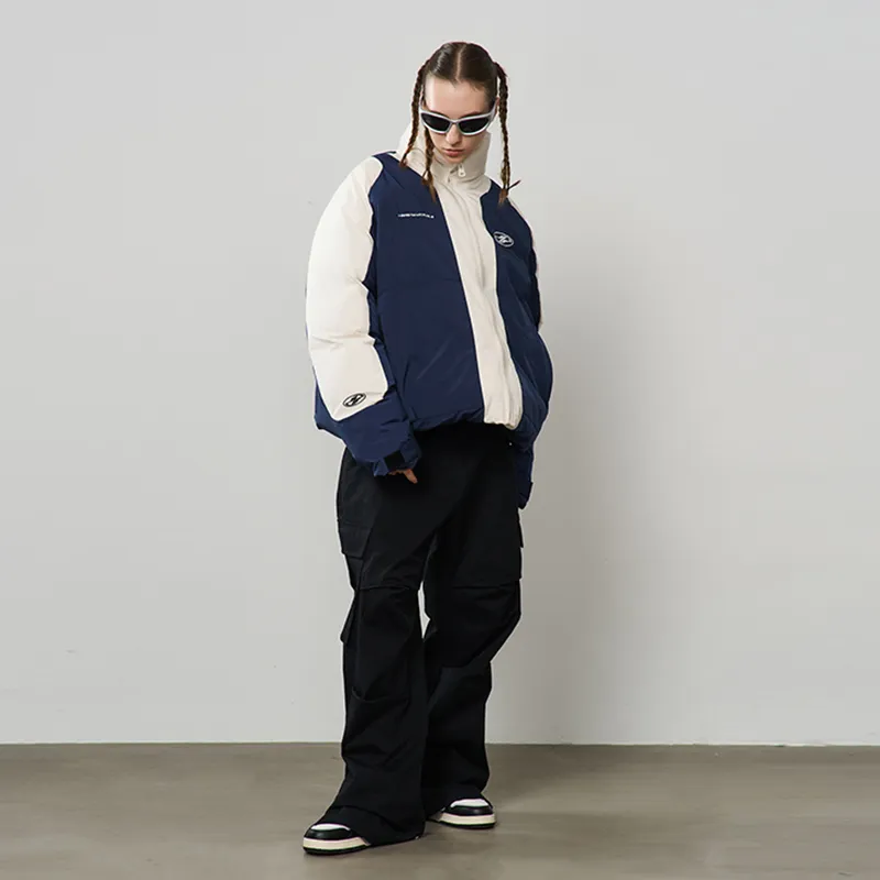 HARSH AND CRUEL Puffer Jacket Coat Unisex Blue-3