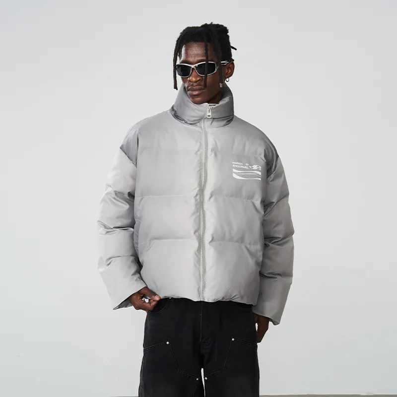 HARSH AND CRUEL Puffer Jacket Unisex Gray-5
