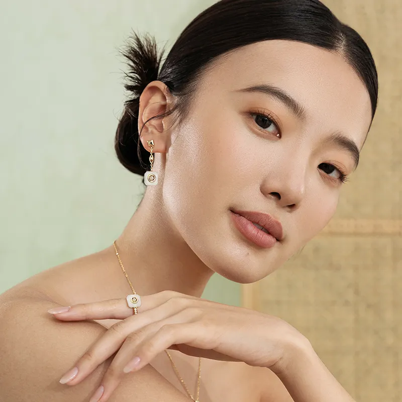 Gongzhu Earrings White Jade Women's-2