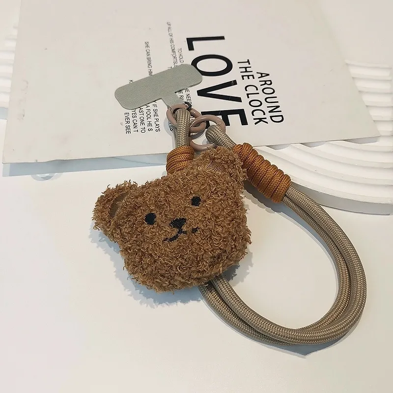 Ha Jie Bret Cute Plush Bear Cropped Lanyard Bag Pendant Cell Phone Chain Rope Bracelets-1