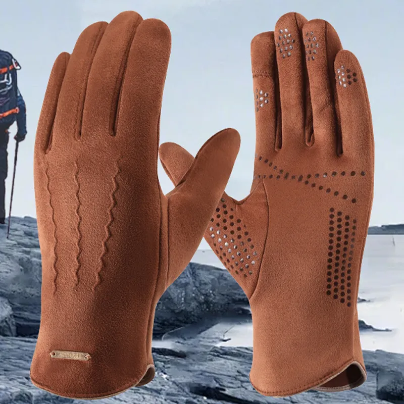 BSELEON Suede Knit Gloves Unisex-4