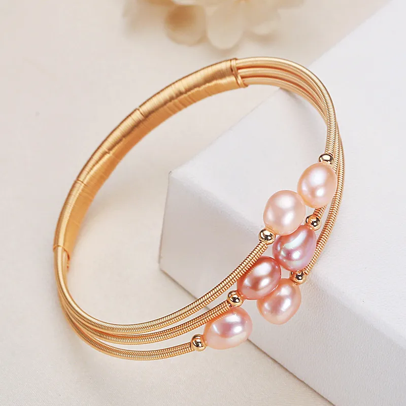 HENGSHENG Freshwater Pearl Bangles Women's-4