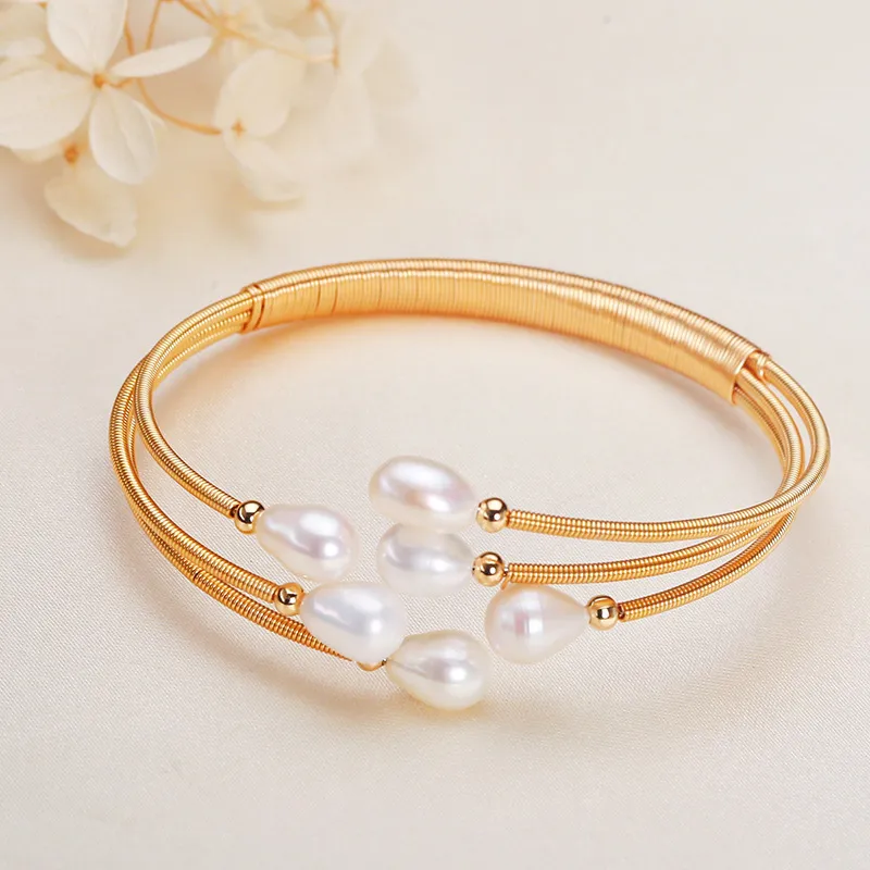 HENGSHENG Freshwater Pearl Bangles Women's-3