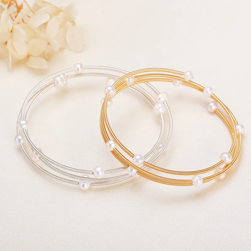 HENGSHENG Freshwater Pearl Bangles Women's-3