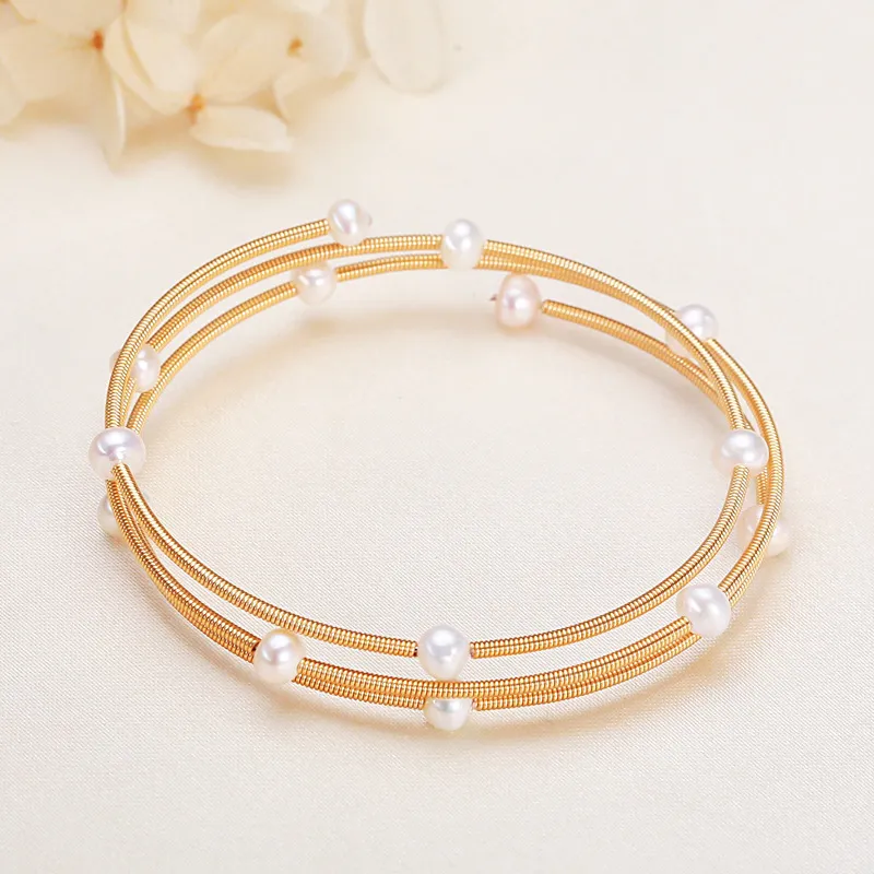 HENGSHENG Freshwater Pearl Bangles Women's-2
