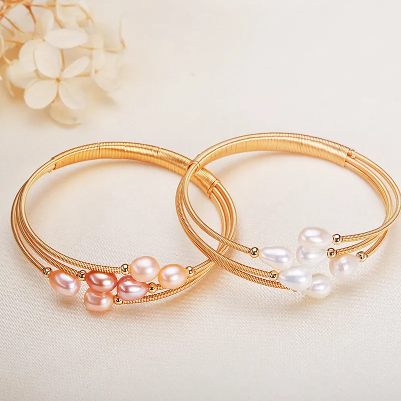 HENGSHENG Freshwater Pearl Bangles Women's-1