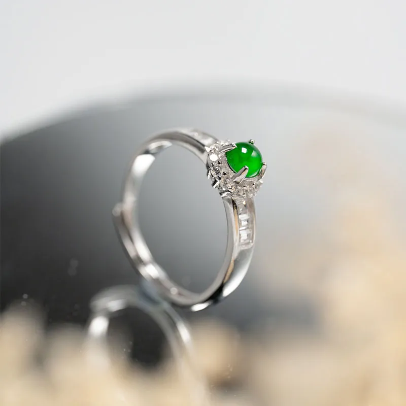 GUANFEI Ice Glutinous Jadeite Rings Women's-4