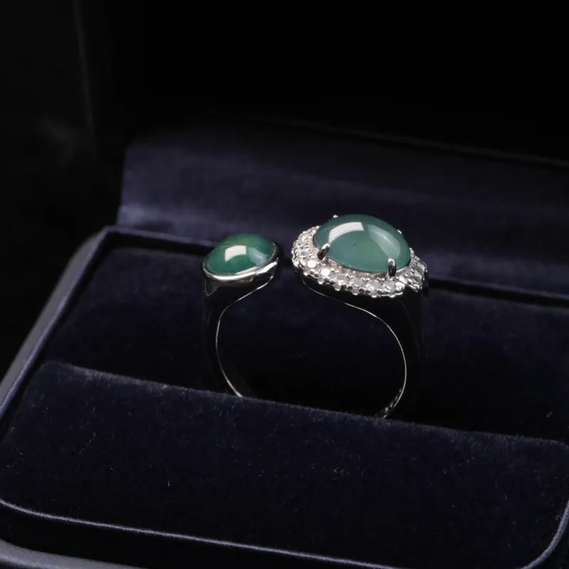GUANFEI Ice Glutinous Jadeite Rings Women's-3