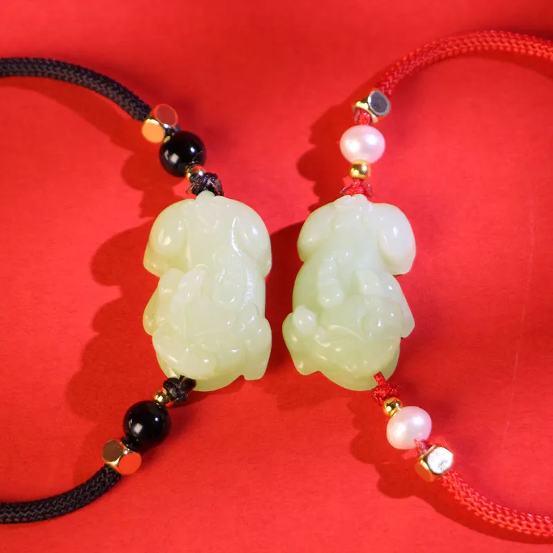 GUANFEI Bracelets Pale Greenish White Jade Unisex-7