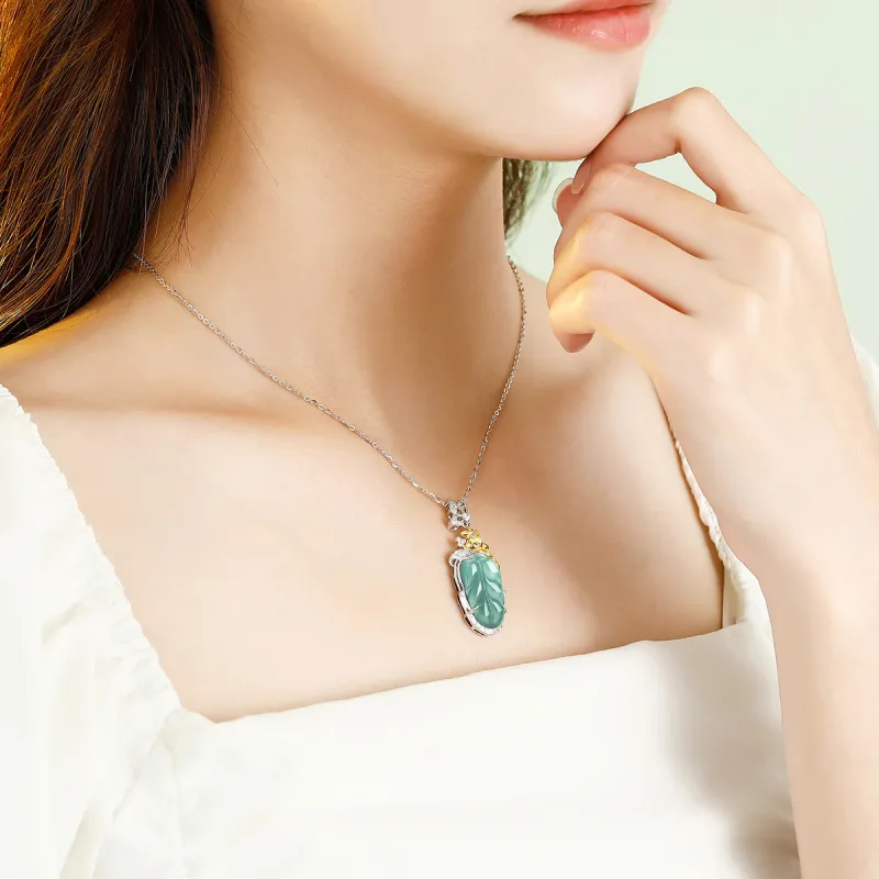 GUANFEI Ice Glutinous Jadeite Necklaces Women's-2