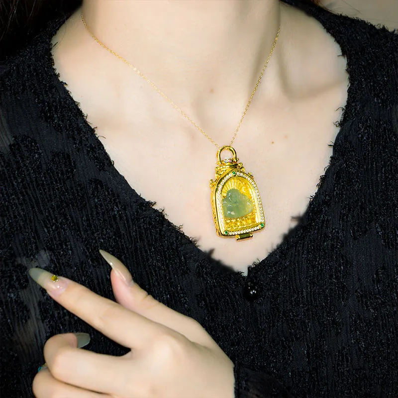 GUANFEI Ice Glutinous Jadeite Necklaces Women's-3