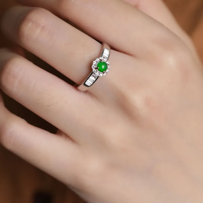 GUANFEI Ice Glutinous Jadeite Rings Women's-1