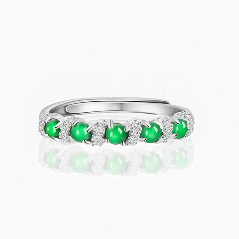 GUANFEI Glutinous Jade Jadeite Rings Women's-2