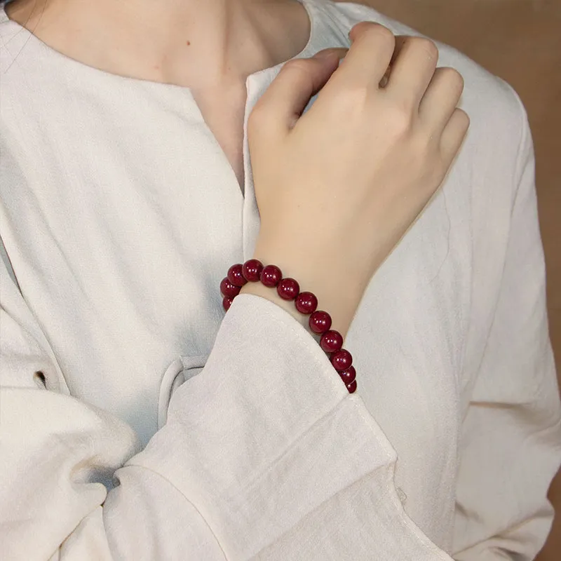 GUANFEI Reconstructed Cinnabar Jade Bracelets Unisex-2