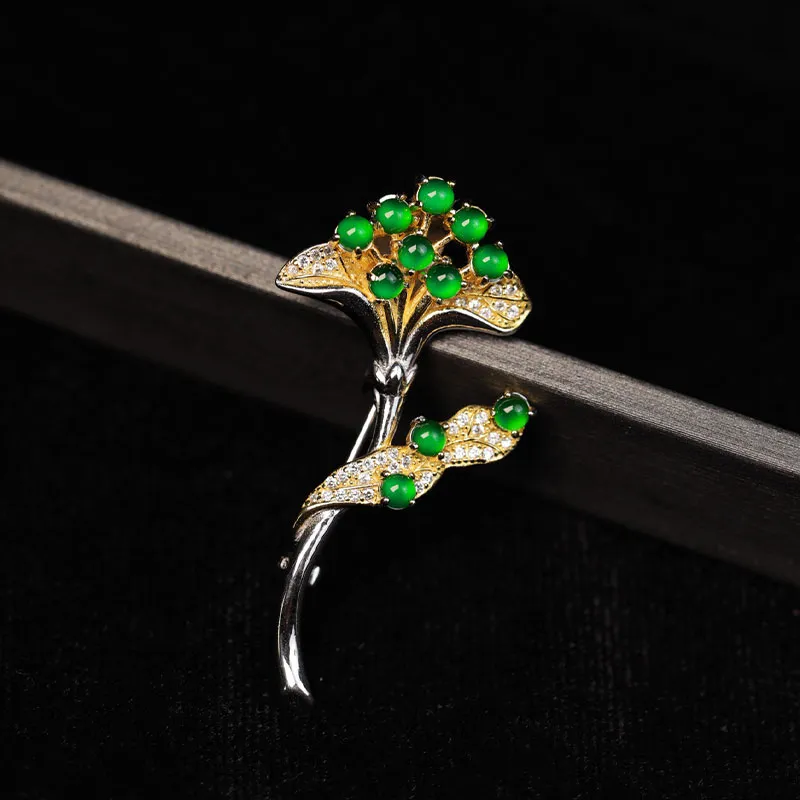 GUANFEI Ice Glutinous Jadeite Brooches Women's-3
