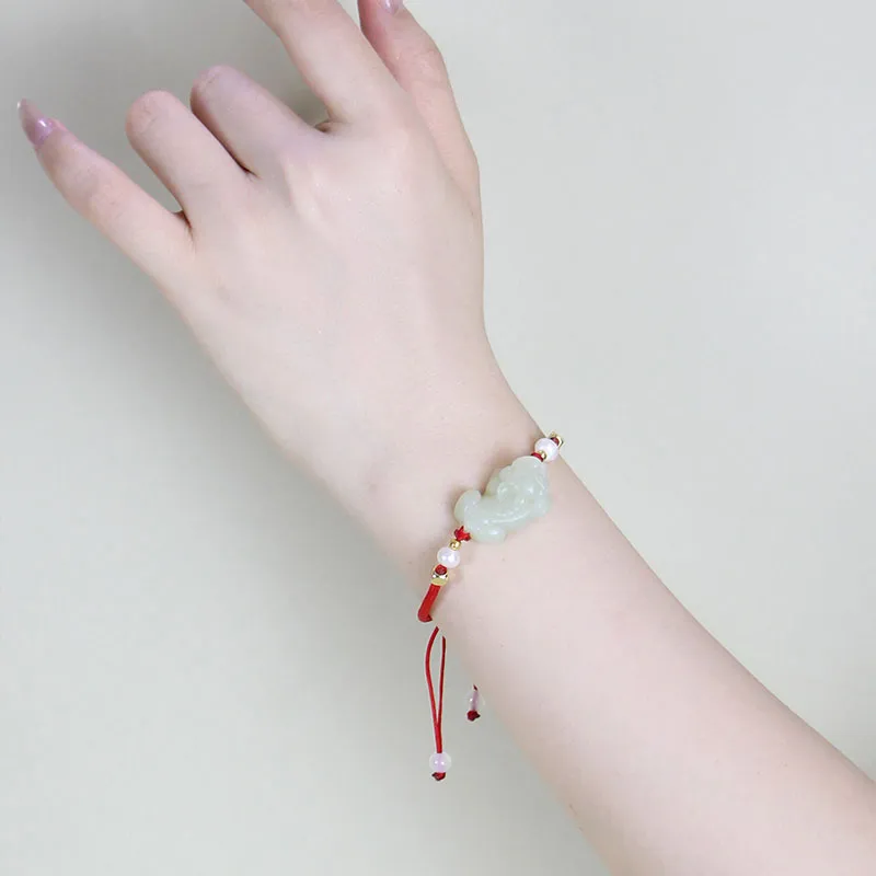 GUANFEI Bracelets Pale Greenish White Jade Unisex-3