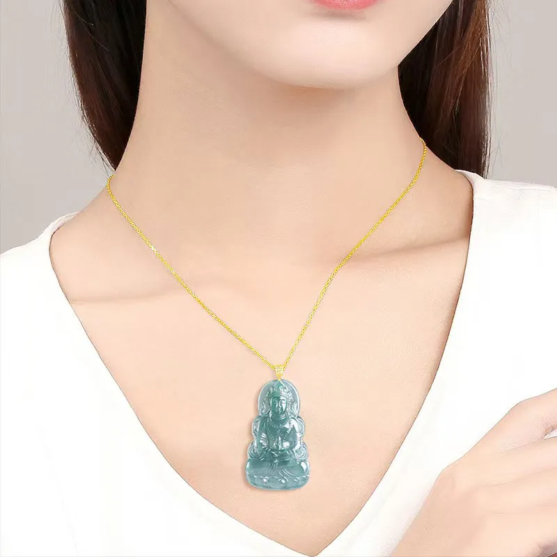 GUANFEI Ice Glutinous Jadeite Necklaces Men's-4