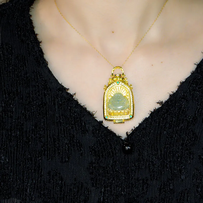 GUANFEI Ice Glutinous Jadeite Necklaces Women's-4