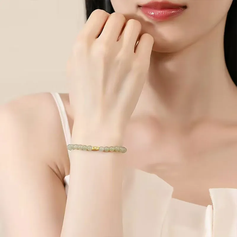 GUANFEI Bracelets Pale Greenish White Jade Women's-3