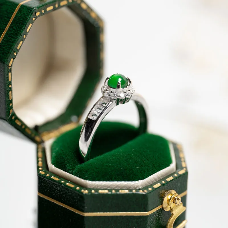 GUANFEI Ice Glutinous Jadeite Rings Women's-3