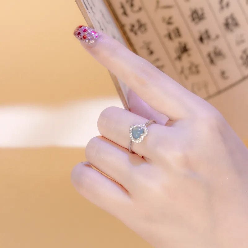 GUANFEI Ice Glutinous Jadeite Rings Women's-4