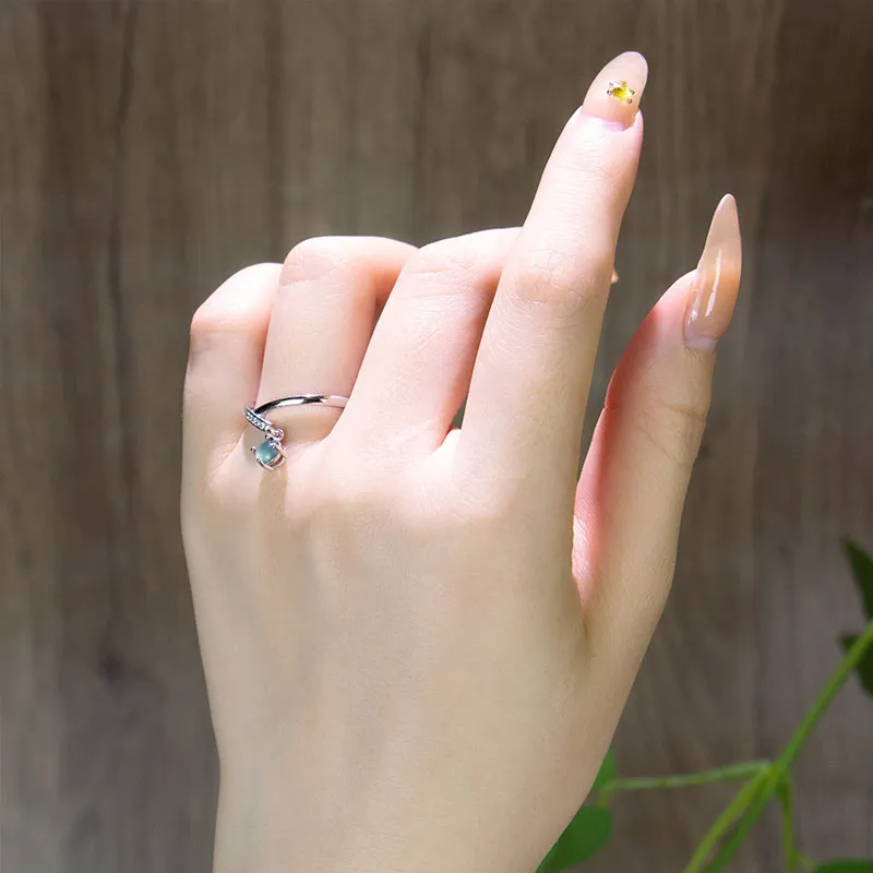 GUANFEI Ice Glutinous Jadeite Rings Women's-3