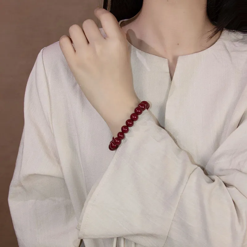 GUANFEI Reconstructed Cinnabar Jade Bracelets Unisex-1