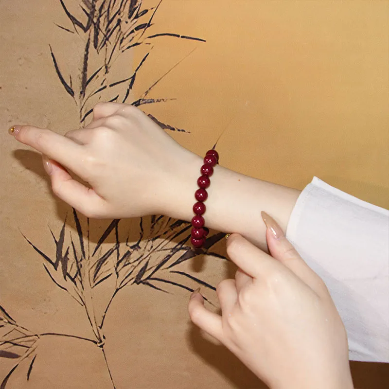 GUANFEI Reconstructed Cinnabar Jade Bracelets Unisex-3