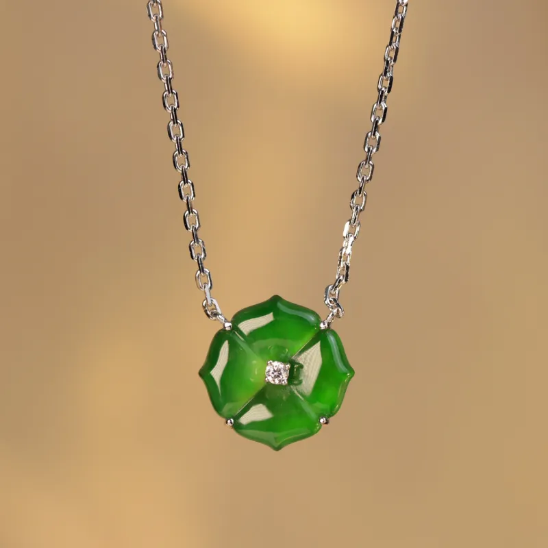 GUANFEI Ice Glutinous Jadeite Necklaces Women's-2