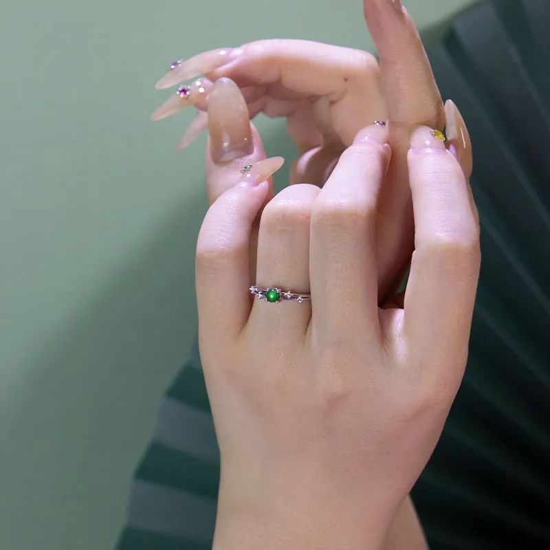 GUANFEI Ice Glutinous Jadeite Rings Women's-6