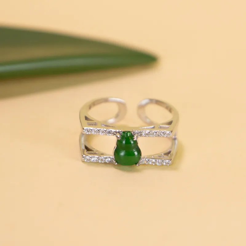 GUANFEI Ice Glutinous Jadeite Rings Women's-3